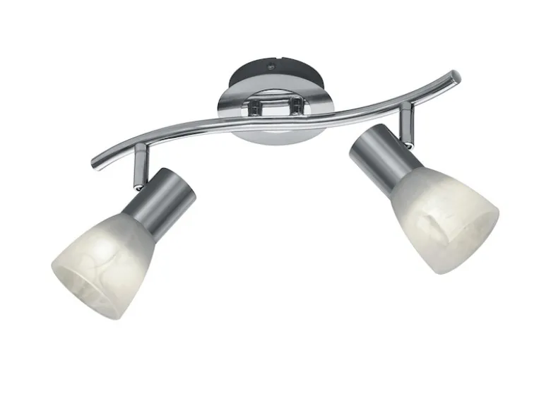 LED Deckenstrahler LEVISTO 2-flammig Silber Glasschirme schwenkbar, Breite 33cm
