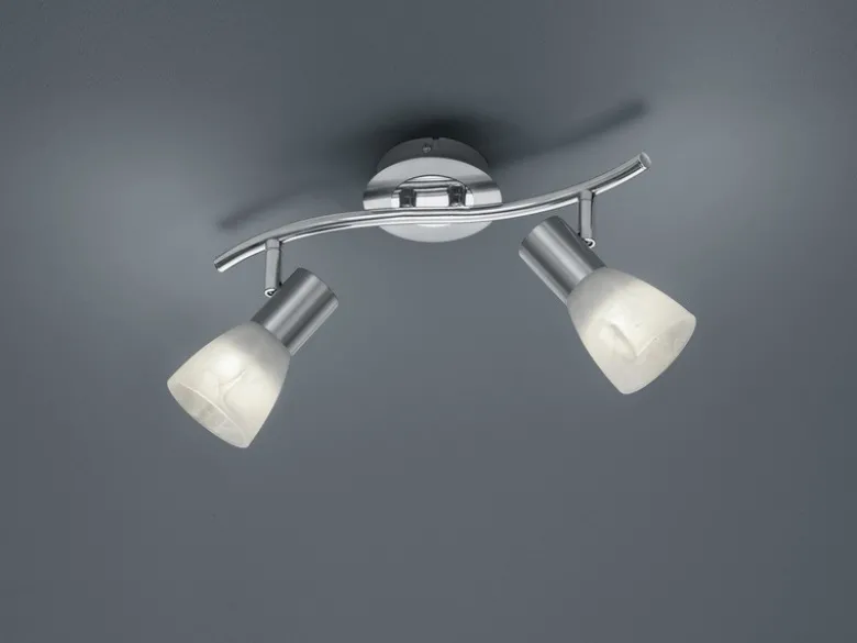 LED Deckenstrahler LEVISTO 2-flammig Silber Glasschirme schwenkbar, Breite 33cm