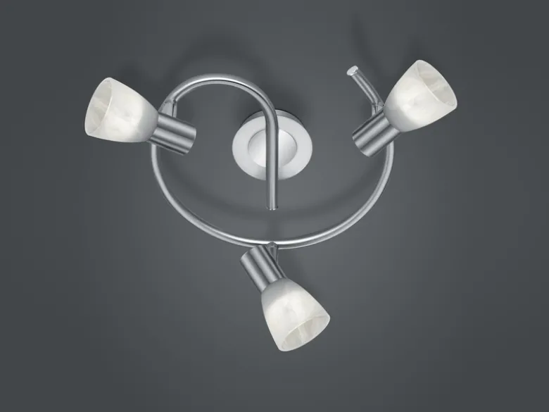 LED Deckenstrahler LEVISTO 3-flammig Silber Glasschirme schwenkbar, Ø 30cm