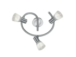 LED Deckenstrahler LEVISTO 3-flammig Silber Glasschirme schwenkbar, Ø 30cm