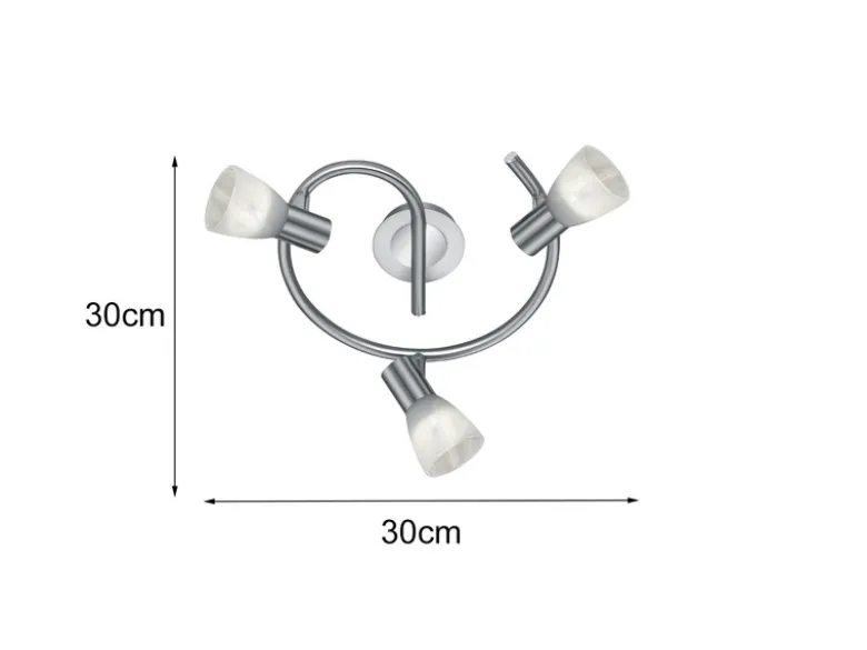 LED Deckenstrahler LEVISTO 3-flammig Silber Glasschirme schwenkbar, Ø 30cm