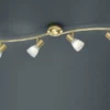 LED Deckenstrahler LEVISTO 4-flammig Messing mit Glasschirmen, Breite 88cm