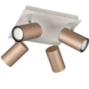 LED Deckenstrahler Metall Coffee / Hellgrau 4-flammig, Quadrat 24cm