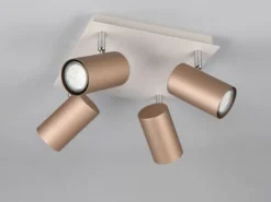 LED Deckenstrahler Metall Coffee / Hellgrau 4-flammig, Quadrat 24cm
