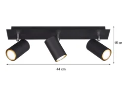 LED Deckenstrahler Metall Schwarz 3-flammig, Breite 48cm