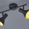 LED Deckenstrahler Metall Schwarz Gold 2-flammig, Breite 33cm