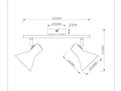 LED Deckenstrahler Metall Schwarz Gold 2-flammig, Breite 33cm