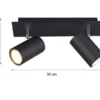 LED Deckenstrahler Metall Schwarz 2-flammig, Breite 30cm