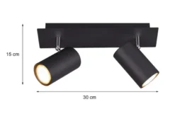 LED Deckenstrahler Metall Schwarz 2-flammig, Breite 30cm