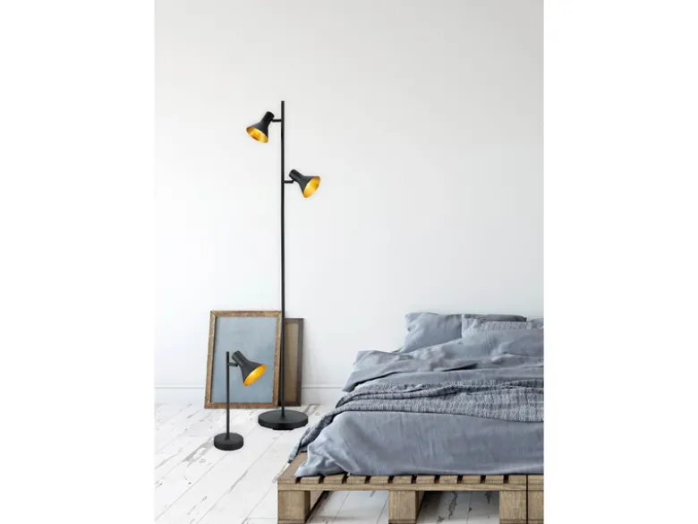 LED Deckenstrahler Metall Schwarz Gold 3-flammig, Breite 58cm