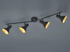 LED Deckenstrahler Metall Schwarz Gold 4-flammig, Breite 84,5cm