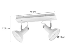 LED Deckenstrahler Retro 2-flammig Metall Weiß, Breite 40cm