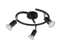 LED Deckenstrahler Rondell 3-flammig Schwarz, Ø 26cm