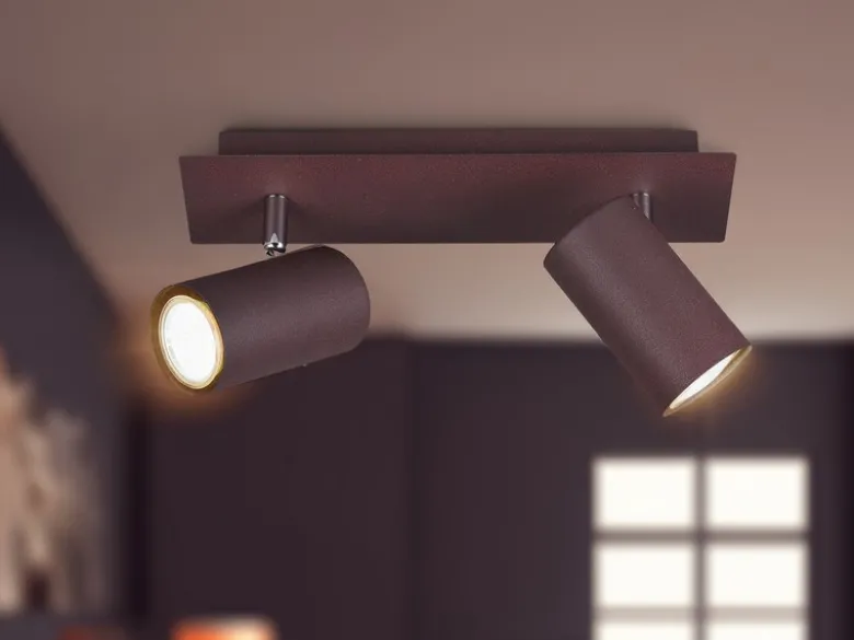 LED Deckenstrahler Rostfarben 2-flammig, Breite 30cm