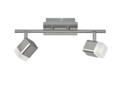LED Deckenstrahler ROUBAIX 2-flammig Silber matt, Breite 34cm