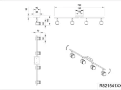 LED Deckenstrahler ROUBAIX 4-flammig Silber matt, Breite 78cm