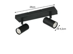 LED Deckenstrahler Schwarz 2-flammig, Breite 26cm