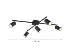 LED Deckenstrahler Schwarz 5-flammig, verstellbare Spots, Breite 77,5cm