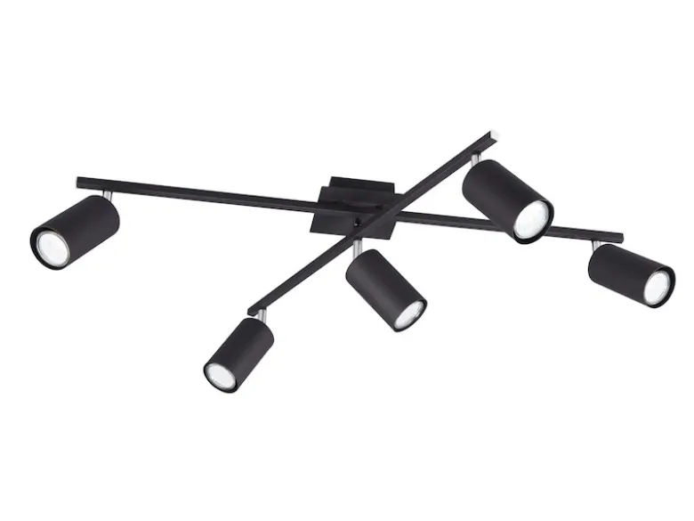 LED Deckenstrahler Schwarz 5-flammig, verstellbare Spots, Breite 77,5cm