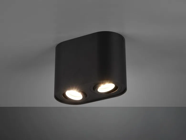 LED Deckenstrahler Schwarz 2-flammig Spots schwenkbar, Breite 17cm
