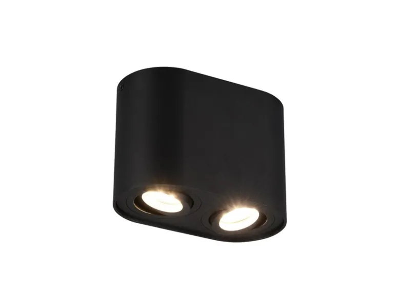 LED Deckenstrahler Schwarz 2-flammig Spots schwenkbar, Breite 17cm