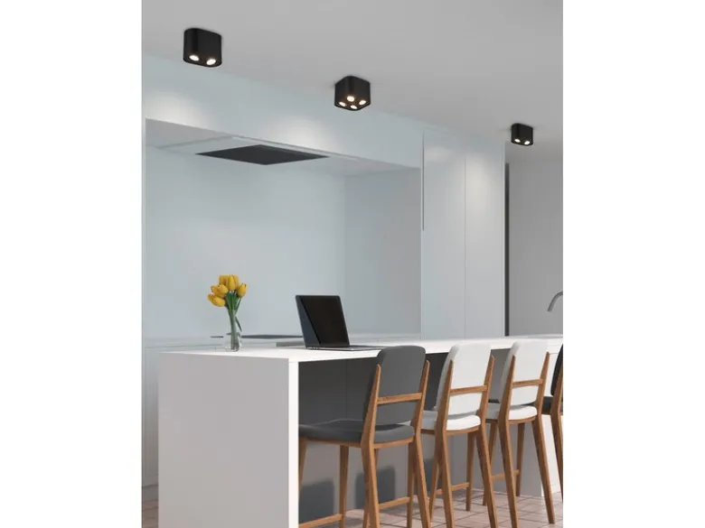 LED Deckenstrahler Schwarz 2-flammig Spots schwenkbar, Breite 17cm