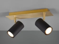 LED Deckenstrahler Schwarz Gold 2-flammig, Breite 30cm