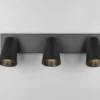 LED Deckenstrahler Schwarz Gold 3-flammig, Breite 46cm