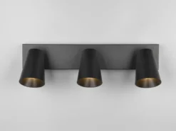 LED Deckenstrahler Schwarz Gold 3-flammig, Breite 46cm