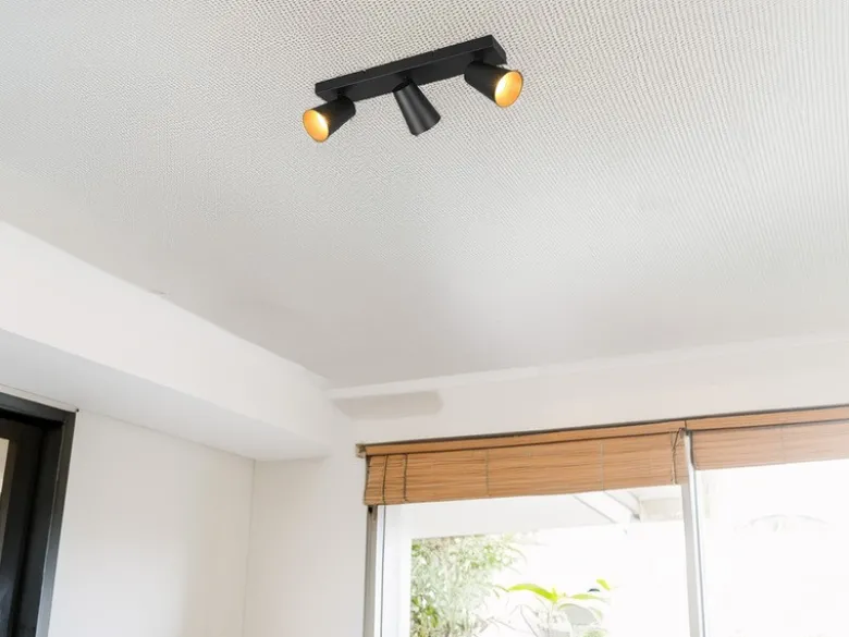 LED Deckenstrahler Schwarz Gold 3-flammig, Breite 46cm