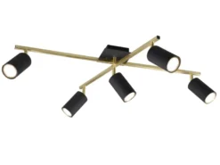 LED Deckenstrahler Schwarz Gold 5-flammig, Arme verstellbar, Breite 77,4cm