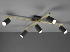 LED Deckenstrahler Schwarz Gold 5-flammig, Arme verstellbar, Breite 77,4cm