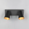 LED Deckenstrahler Schwarz Gold 2-flammig, Breite 28cm