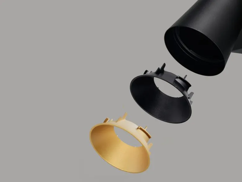 LED Deckenstrahler Schwarz Gold 2-flammig, Breite 28cm