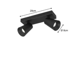 LED Deckenstrahler Schwarz Gold 2-flammig, Breite 28cm