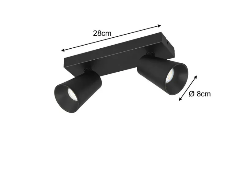LED Deckenstrahler Schwarz Gold 2-flammig, Breite 28cm