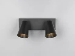 LED Deckenstrahler Schwarz Gold 2-flammig, Breite 28cm