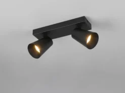 LED Deckenstrahler Schwarz Gold 2-flammig, Breite 28cm