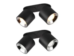 LED Deckenstrahler Schwarz 2 Spots schwenkbar dimmbar, Breite 18cm