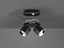 LED Deckenstrahler Schwarz 2 Spots schwenkbar dimmbar, Breite 18cm