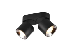 LED Deckenstrahler Schwarz 2 Spots schwenkbar dimmbar, Breite 18cm
