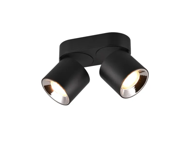 LED Deckenstrahler Schwarz 2 Spots schwenkbar dimmbar, Breite 18cm