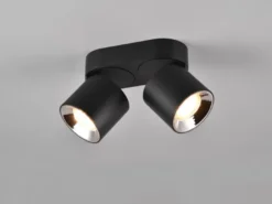 LED Deckenstrahler Schwarz 2 Spots schwenkbar dimmbar, Breite 18cm