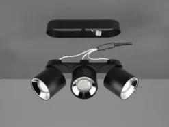 LED Deckenstrahler Schwarz 3 Spots schwenkbar dimmbar, Breite 27cm