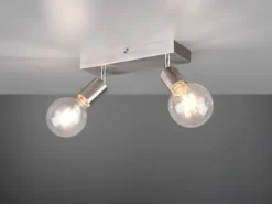 LED Deckenstrahler Silber, Balken 2-flammig dimmbar, Breite 26cm