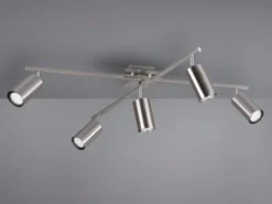 LED Deckenstrahler Silber 5-flammig, verstellbare Spots, Breite 77,5cm