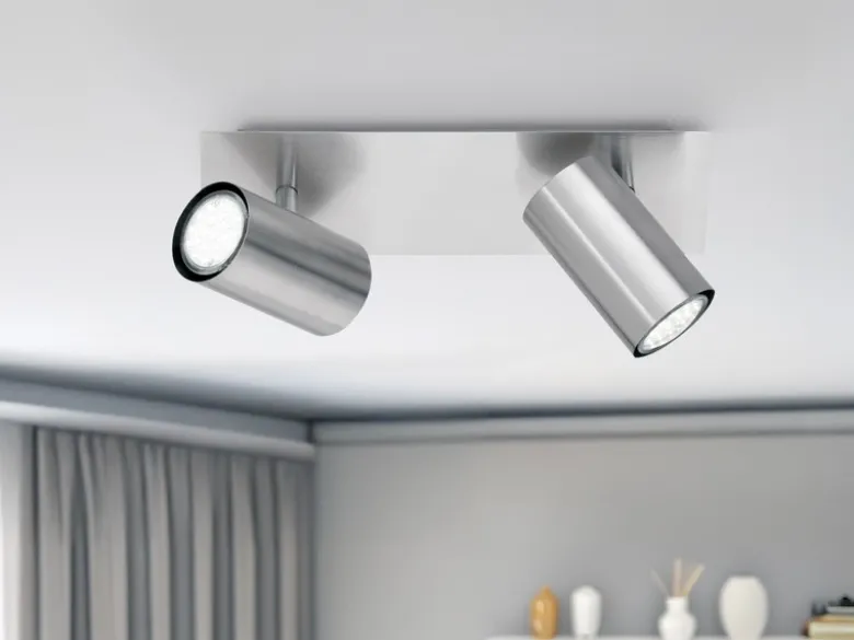 LED Deckenstrahler Silber 2-flammig, Breite 30cm
