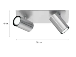 LED Deckenstrahler Silber 2-flammig, Breite 30cm