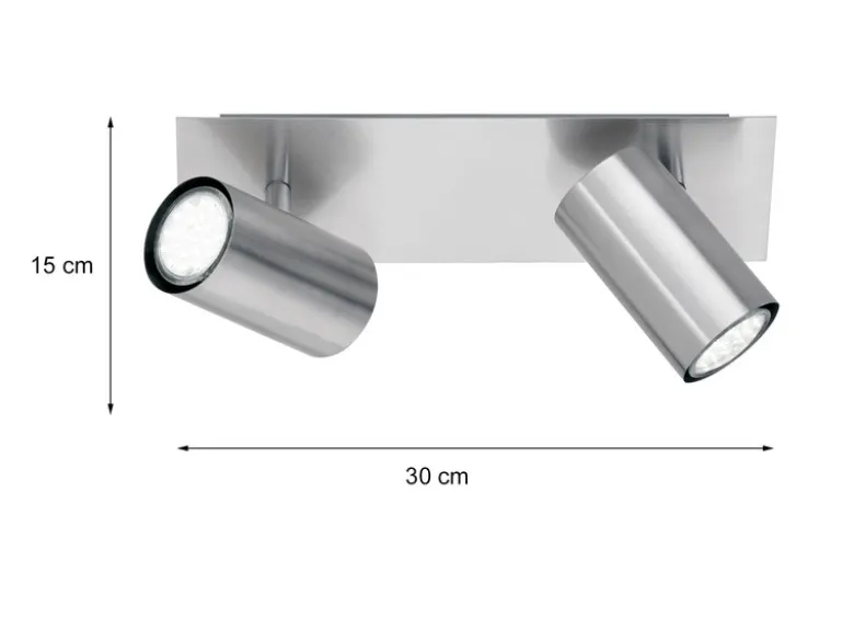 LED Deckenstrahler Silber 2-flammig, Breite 30cm