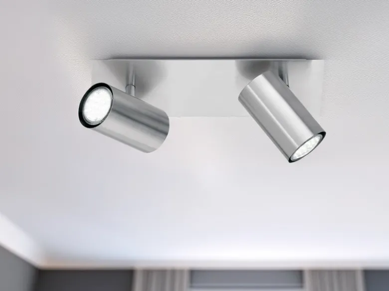 LED Deckenstrahler Silber 2-flammig, Breite 30cm